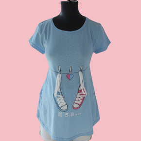 Playera de Maternidad Gender Reveal Azul